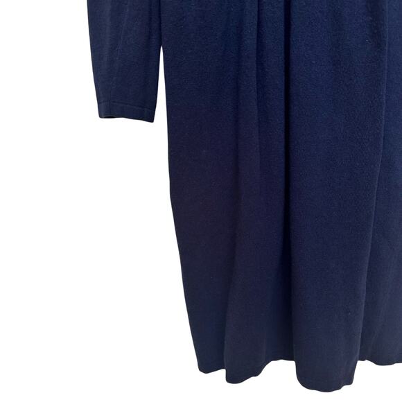 Boden Cotton/Cashmere Smocked Sweater Shift Dress Navy 10 L Large - Picture 4 of 6